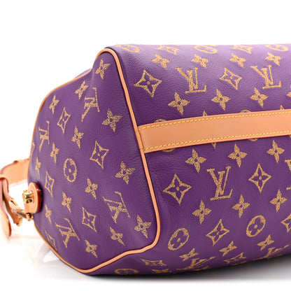 Louis Vuitton Calfskin Embroidered Monogram Speedy P9 Bandouliere 30 Golden Lotus Purple 19 of 21
