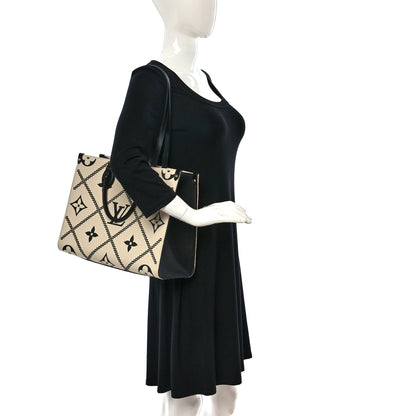 Louis Vuitton Empreinte Monogram Giant Broderies Onthego MM Cream Black 2 of 8