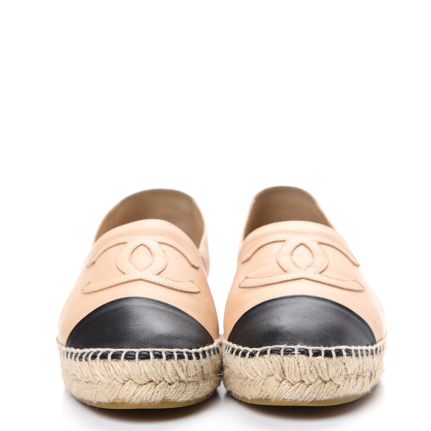 Chanel Lambskin CC Espadrilles 38 Beige Black 2 of 15