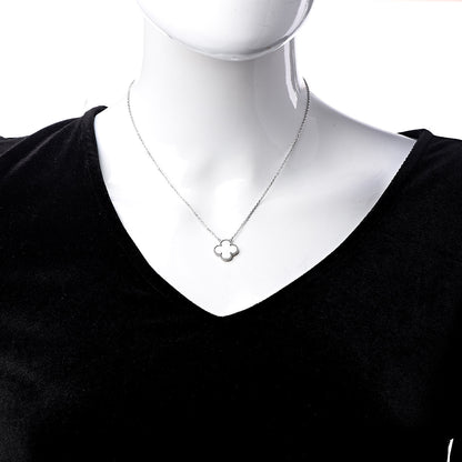 Van Cleef & Arpels 18K White Gold Mother of Pearl Vintage Alhambra Pendant Necklace 2 of 7