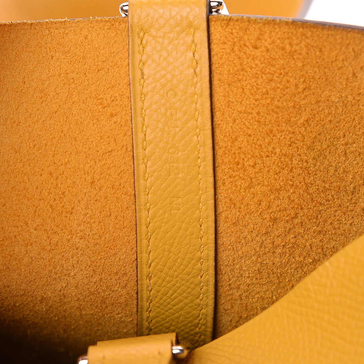 Epsom Tressage De Cuir Picotin Lock 22 MM Jaune Ambre Brique White