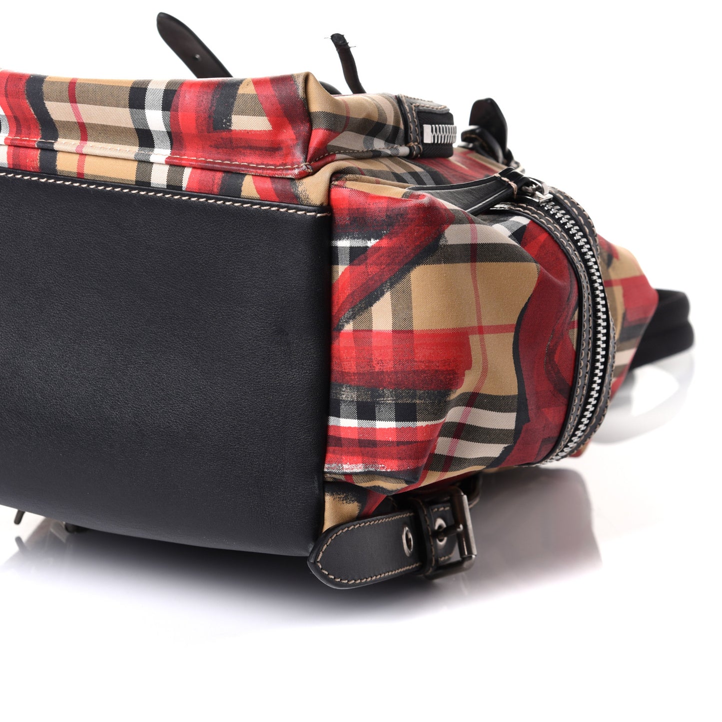 Vintage Check Graffiti Print Medium Rucksack Backpack Antique Yellow Red
