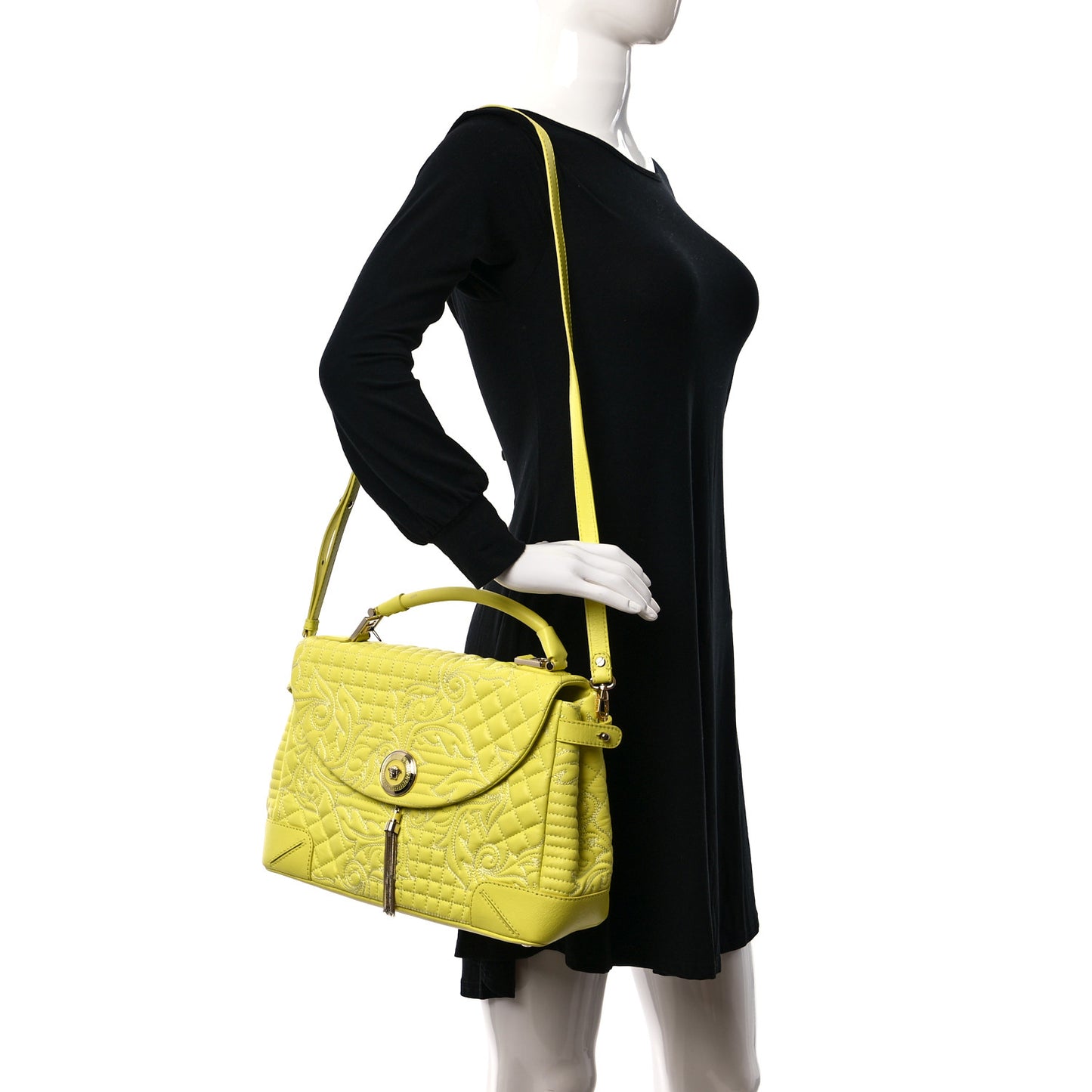 Barocco Quilted Nappa Altea Vanitas Satchel Yellow