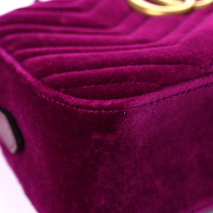 Gucci Velvet Matelasse Small GG Marmont Chain Shoulder Bag Fuchsia Violet Cyclamen 9 of 13