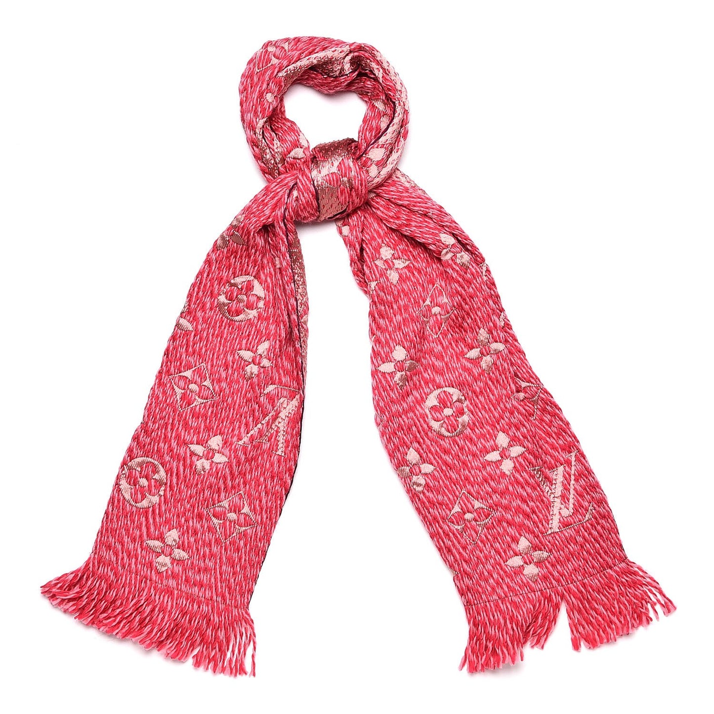 Wool Silk Logomania Mix Scarf Pink