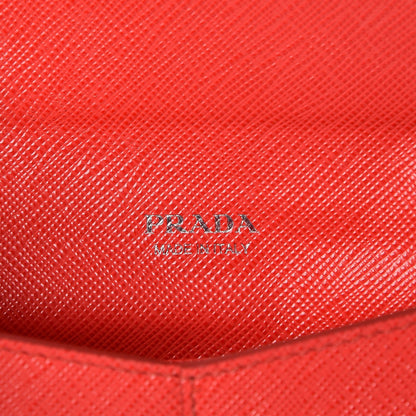 Prada Saffiano Metal Envelope Wallet Red 6 of 6