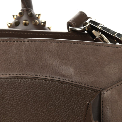 Christian Louboutin Suede Grained Calfskin Studded Large Eloise Satchel Brown 13 of 18