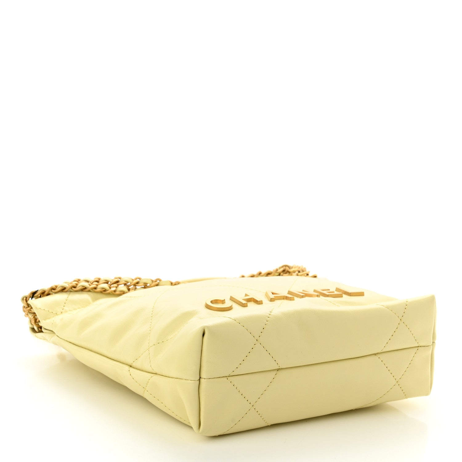 Chanel Shiny Calfskin Quilted Mini Chanel 22 Light Yellow 4 of 11