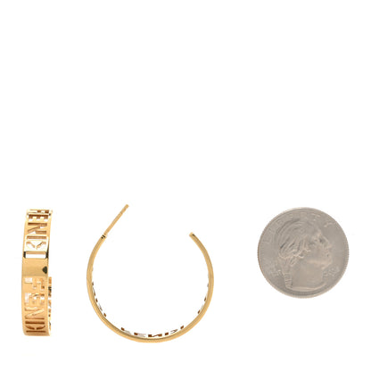 Fendi Bronze Small Signature Hoop Earrings Gold 2 of 4