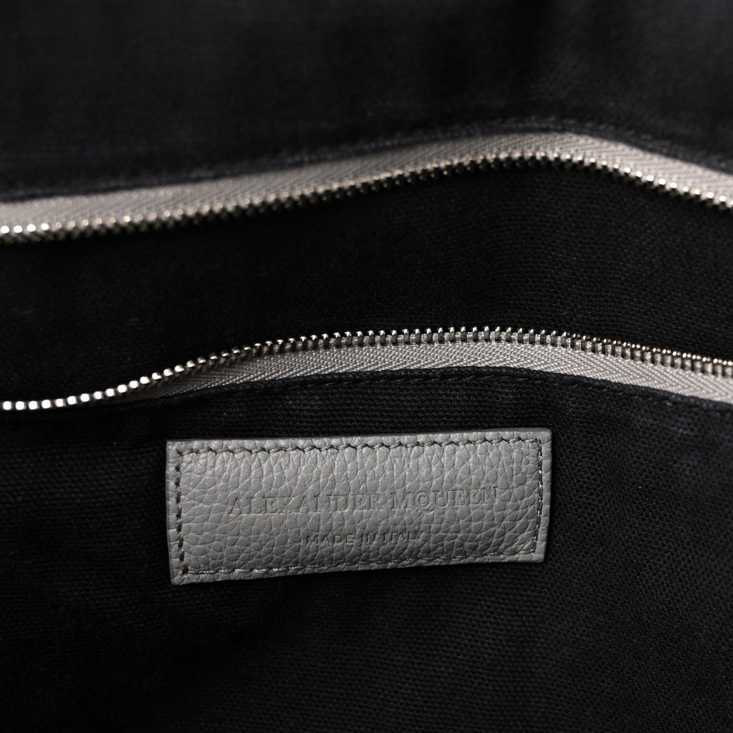 Grained Calfskin Medium Legend Satchel Grey Melange