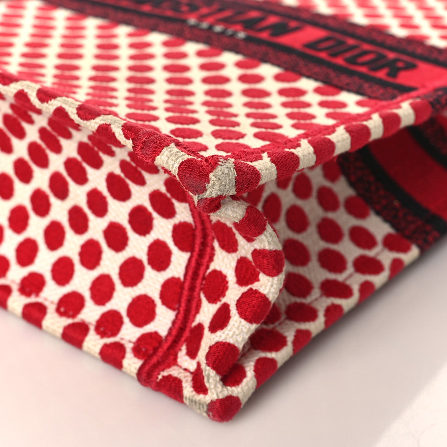 Christian Dior Canvas DiorAmour Dots Vertical Book Tote Red 9 of 10