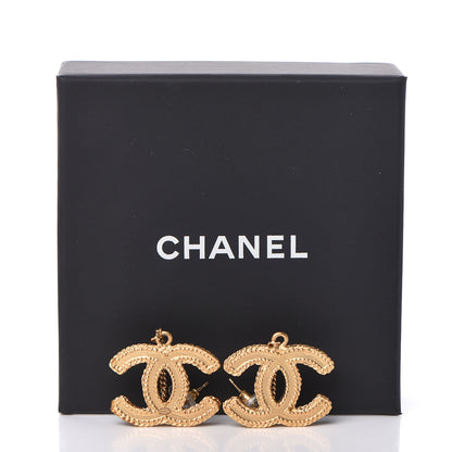 Chanel CC Drop Earrings Matte Gold 5 of 5