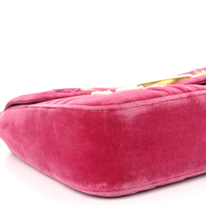 Gucci Velvet Matelasse Blind for Love Embroidered Medium GG Marmont Shoulder Bag Light Raspberry Rose Multicolor 9 of 10