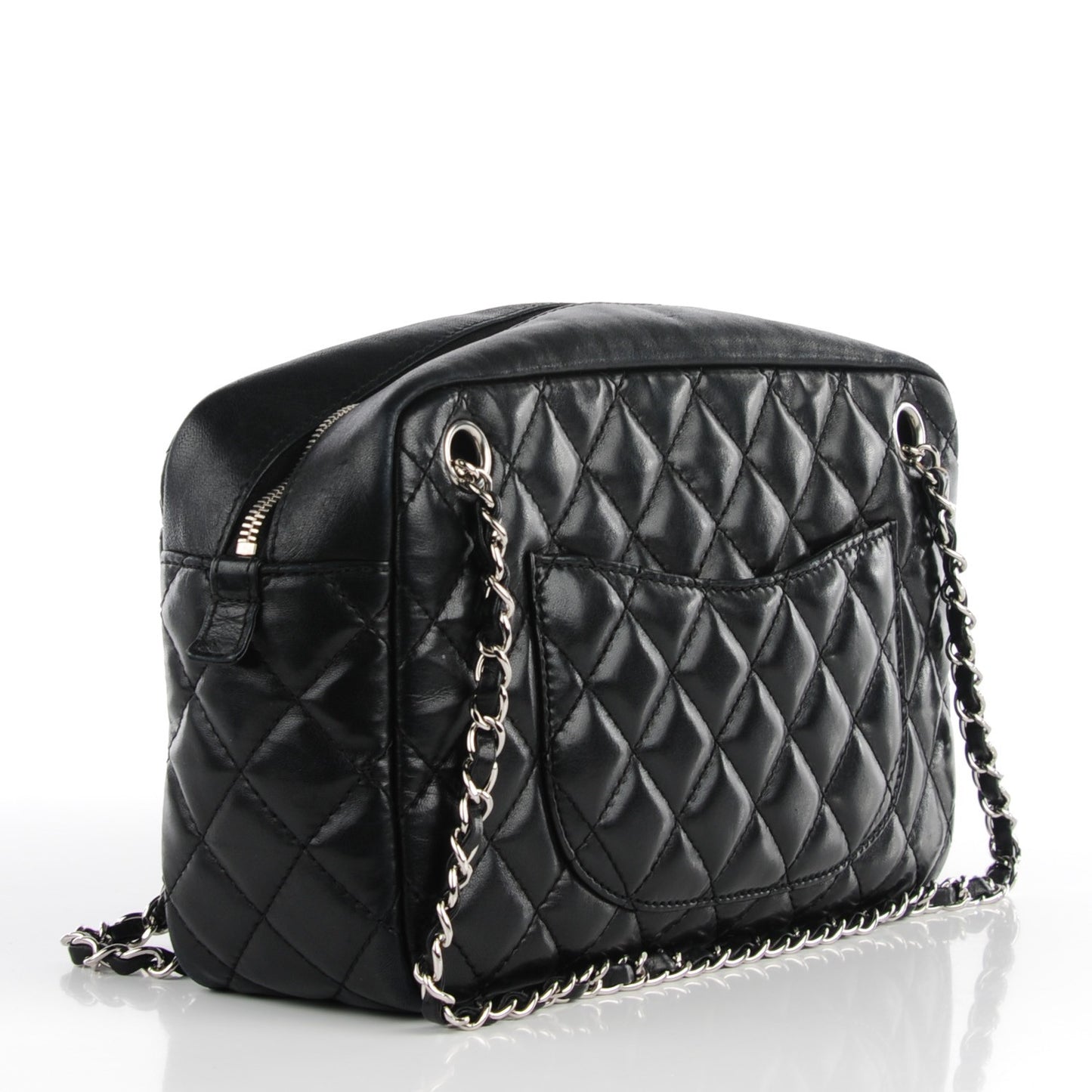 Lambskin Quilted Medium Camera Case Black