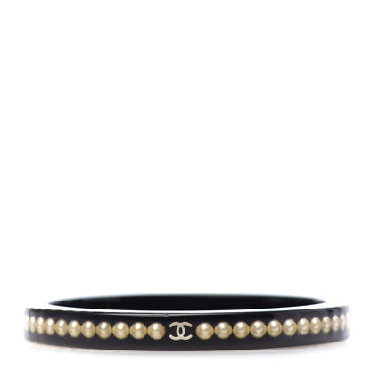 Chanel Resin Pearl CC Bangle Black 1 of 5