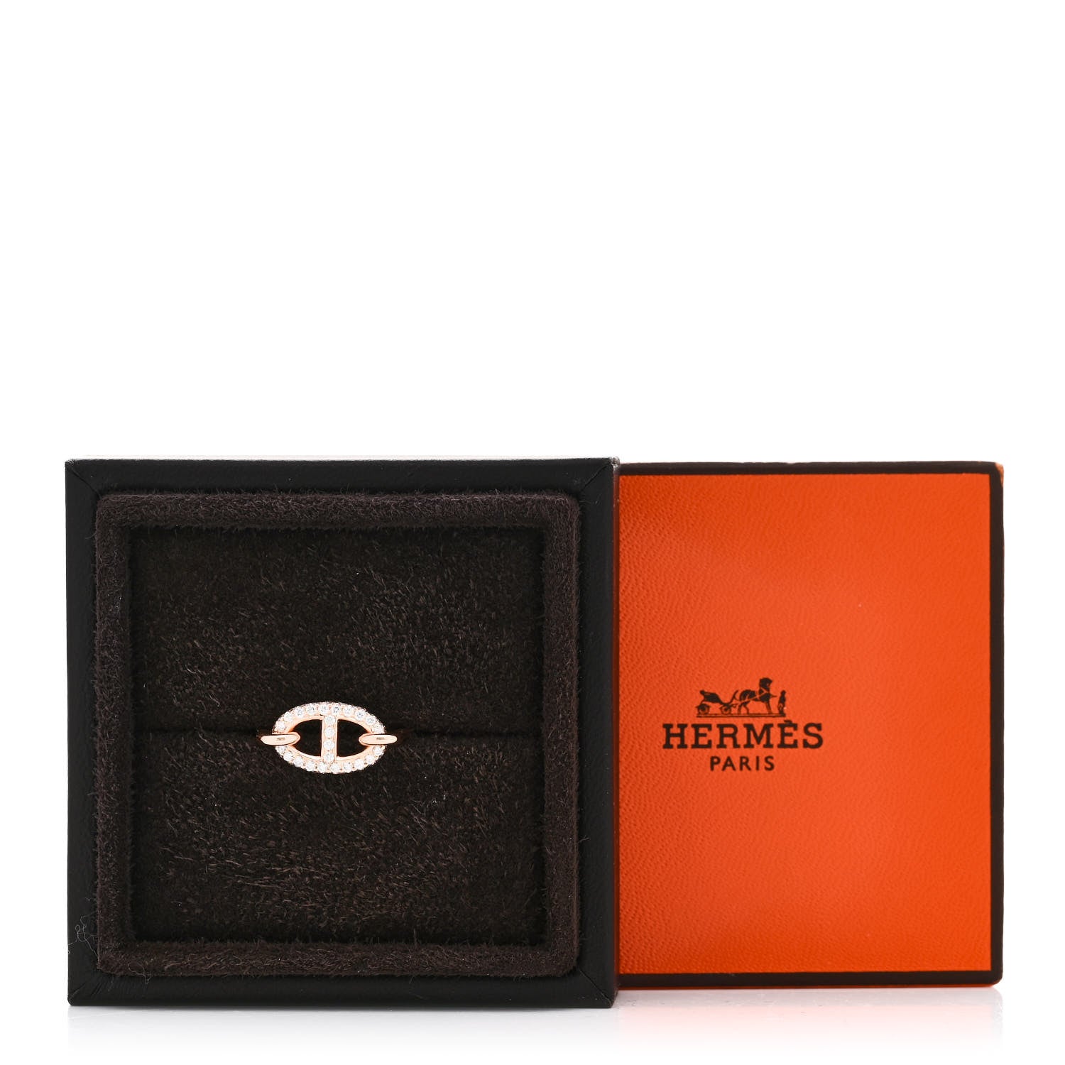 Hermes 18K Rose Gold Diamond Farandole Ring 52 6 5 of 5