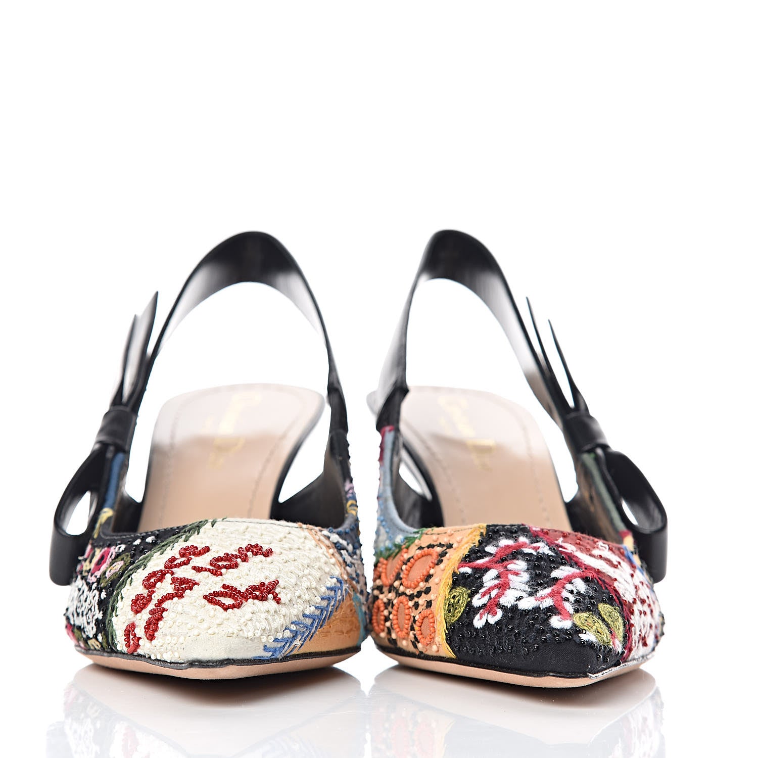Christian Dior Embroidered Calfskin Beaded Sweet D Sling-Back Pumps 38 Multicolor 2 of 11