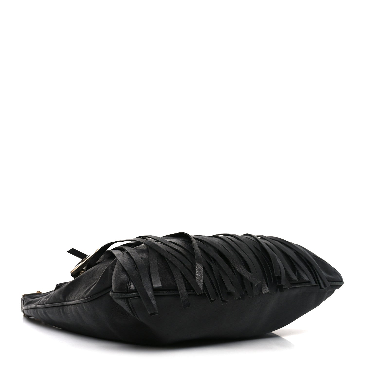 Versace Calfskin Palazzo Fringe Shoulder Bag Black 4 of 10