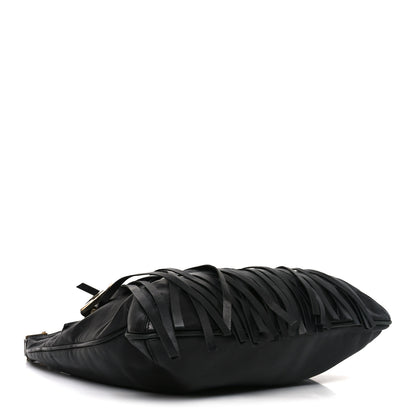 Versace Calfskin Palazzo Fringe Shoulder Bag Black 4 of 10