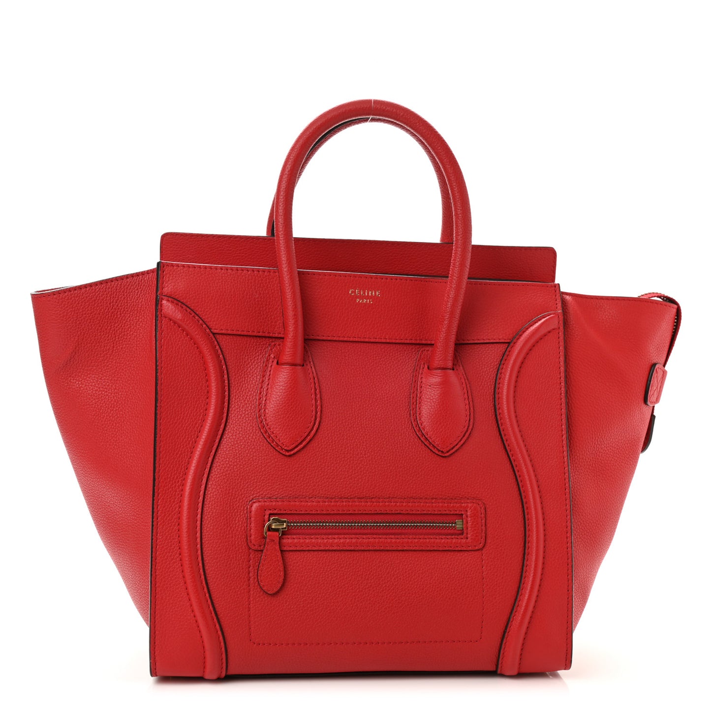 Drummed Calfskin Mini Luggage Coquelicot
