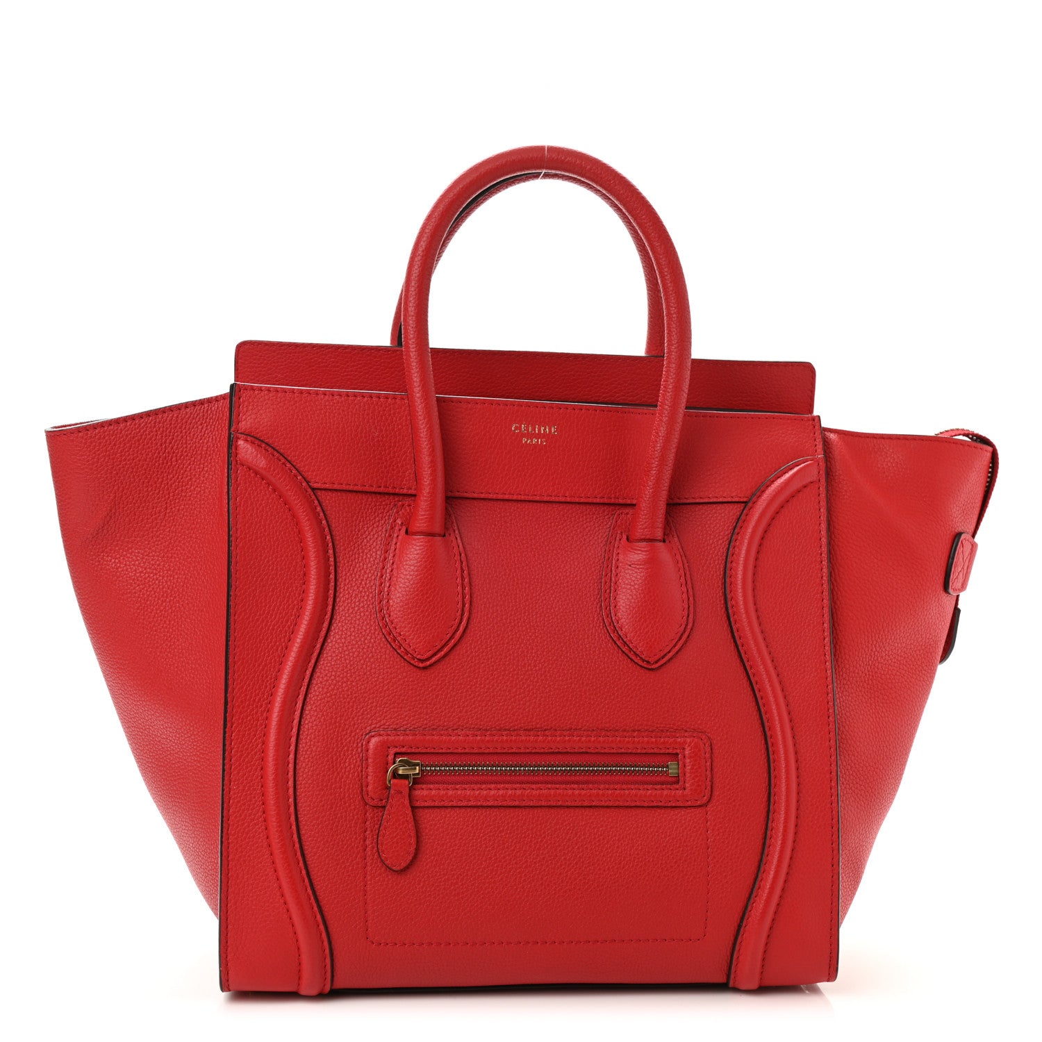 Celine Drummed Calfskin Mini Luggage Coquelicot 1 of 10