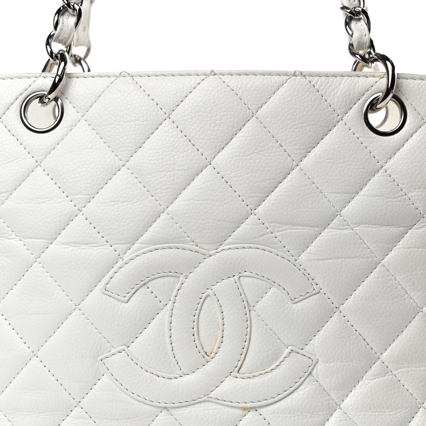 Caviar Quilted Petit Timeless Tote PTT White