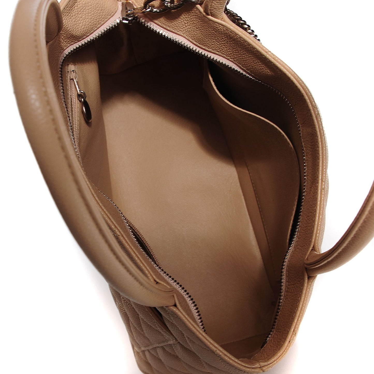 Caviar Quilted Medallion Tote Light Beige