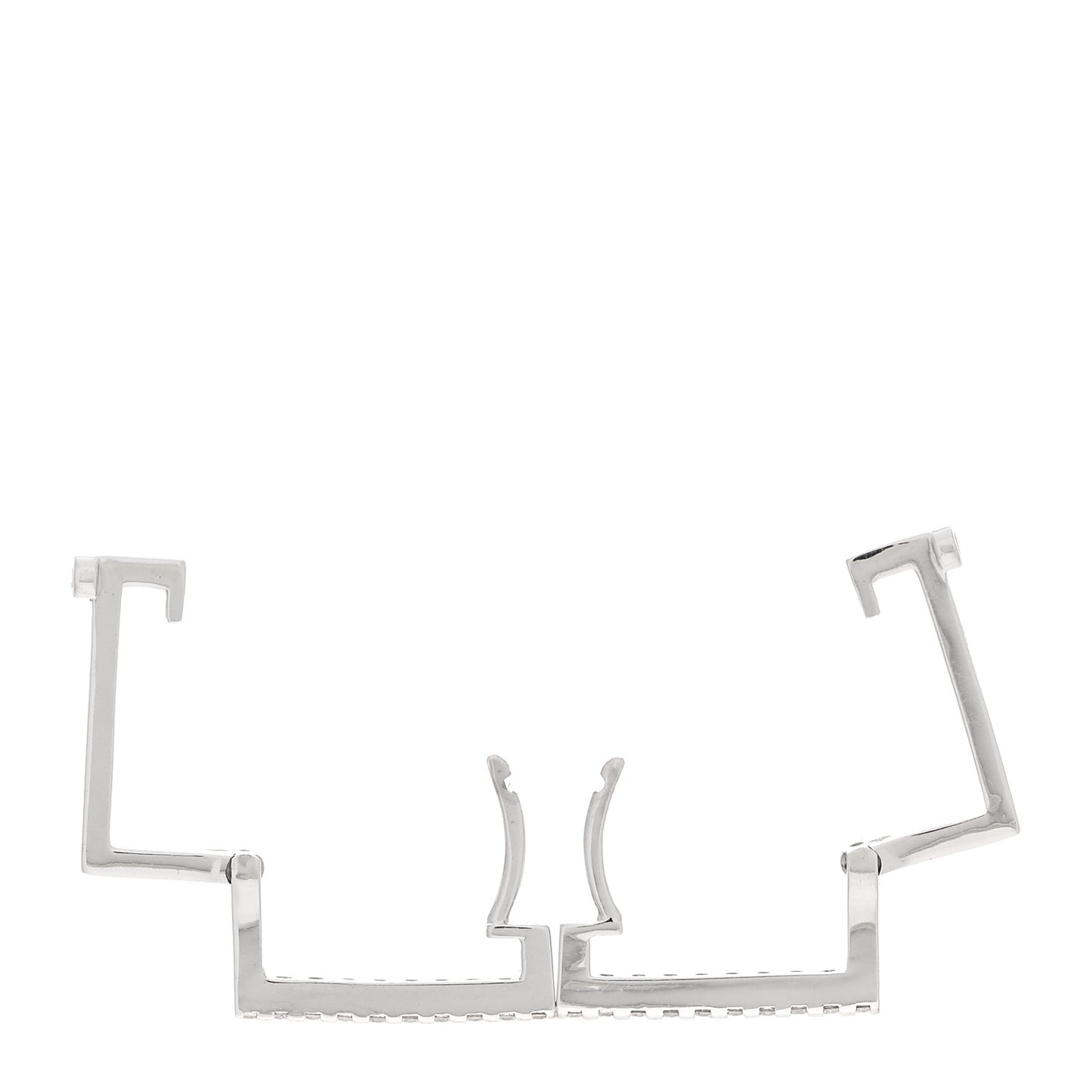 18K White Gold Diamond Classic Square Hoop Earrings