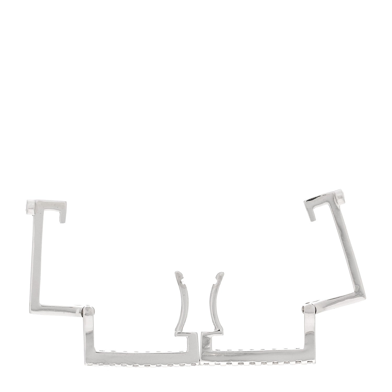 Roberto Coin 18K White Gold Diamond Classic Square Hoop Earrings 3 of 4