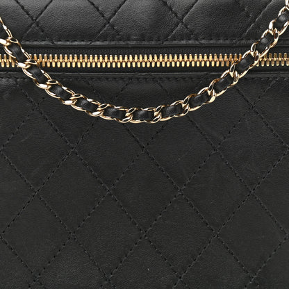 Chanel Lambskin Flat Quilted Knock On Wood Large Vanity Case Black 8 of 12