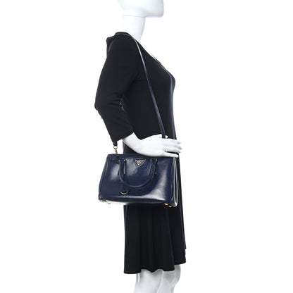 Prada Saffiano Vernice Mini Galleria Double Zip Tote Baltico 2 of 17