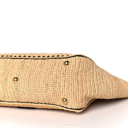Valentino Garavani Raffia Calfskin Rockstud Tote Naturale Black 7 of 7