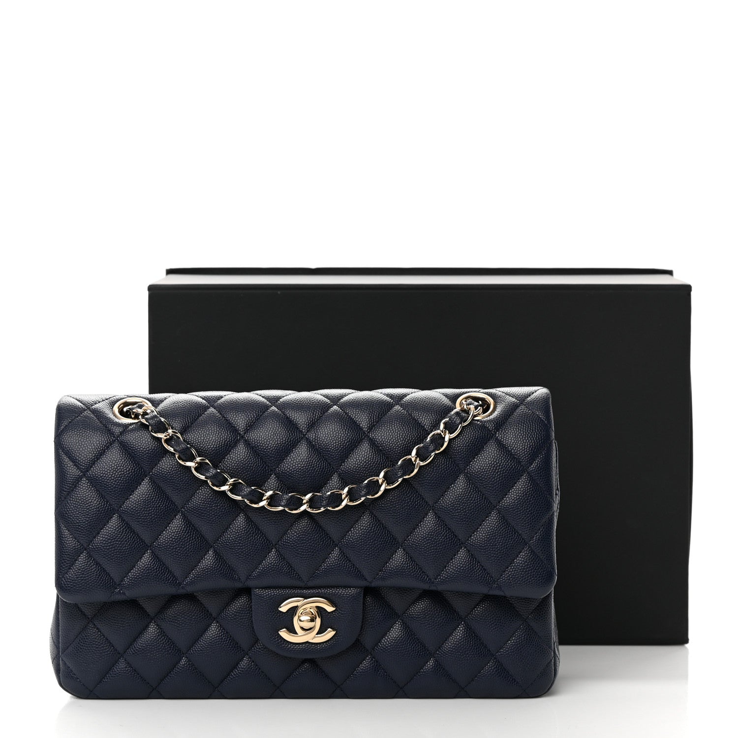 Chanel Caviar Quilted Medium Double Flap Navy 15 of 15