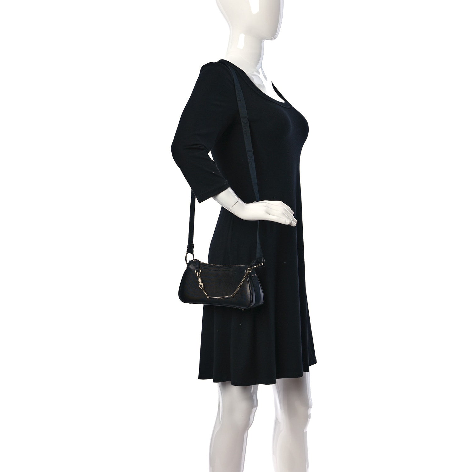 Christian Dior Silk Jersey Crystal Hardcore Shoulder Bag Black 2 of 8