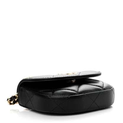 Chanel Lambskin Quilted Pearl Top Handle Clutch With Chain Black 4 of 11