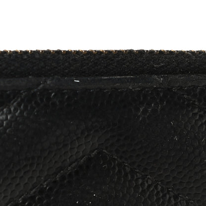 Saint Laurent Grain De Poudre Matelasse Chevron Monogram Zipped Card Case Black 21 of 22
