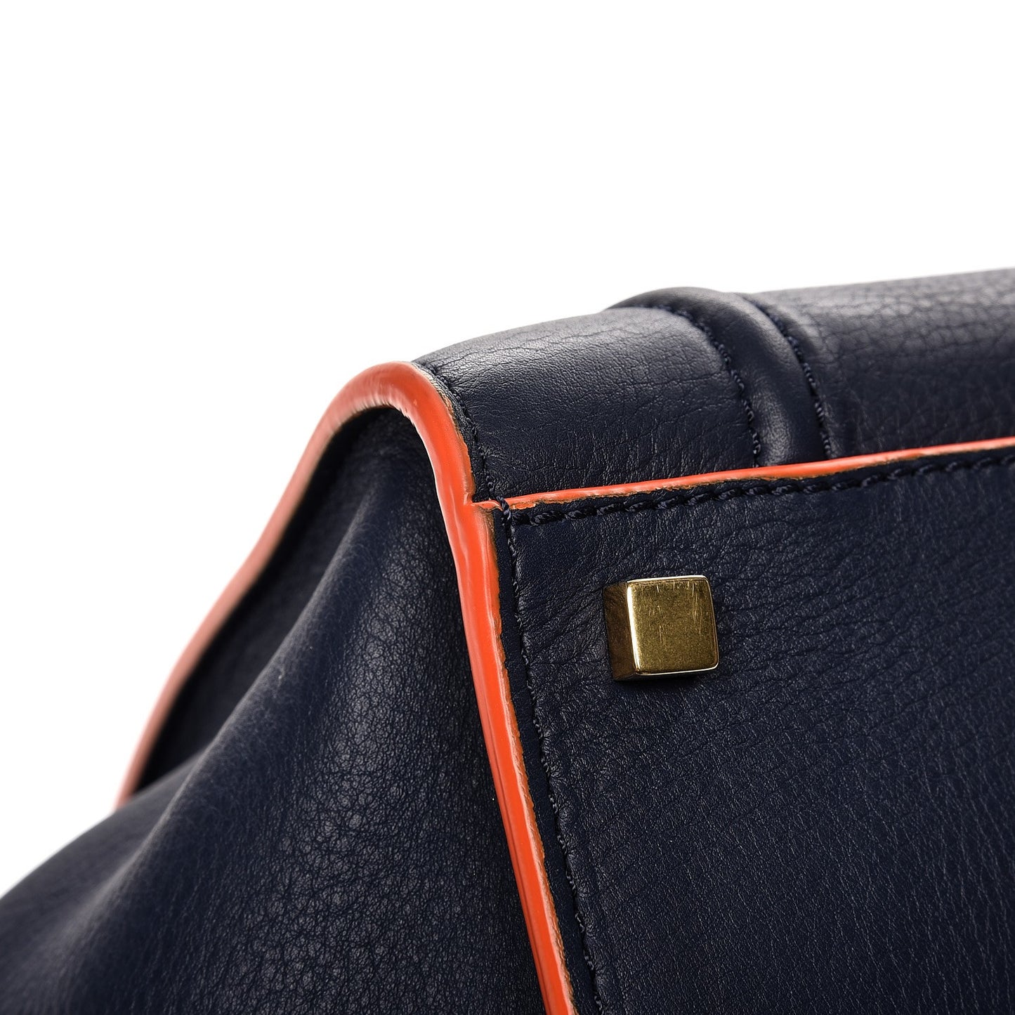 Supple Calfskin Large Phantom Luggage Navy Blue Orange