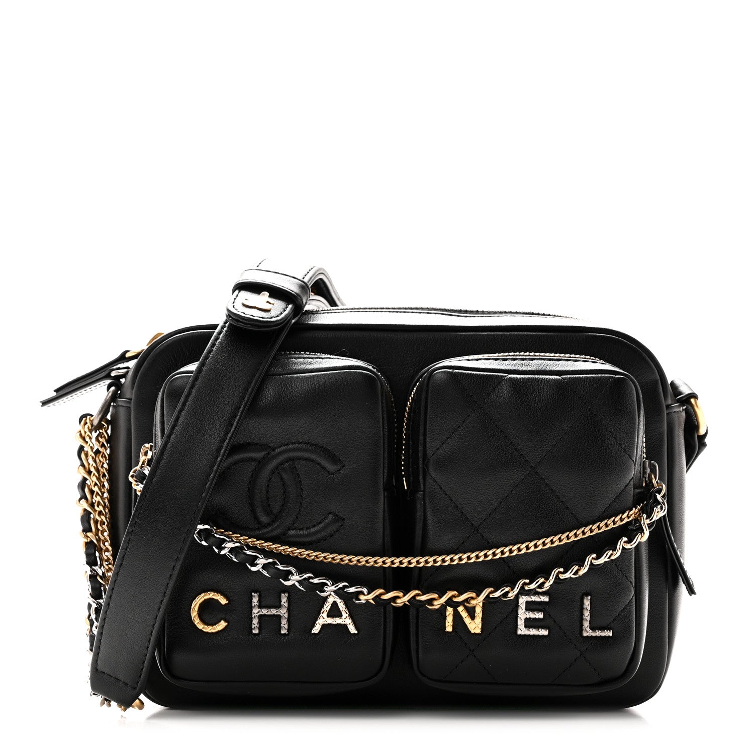 Chanel Calfskin Quilted Large Camera Case Black Black 1 of 10