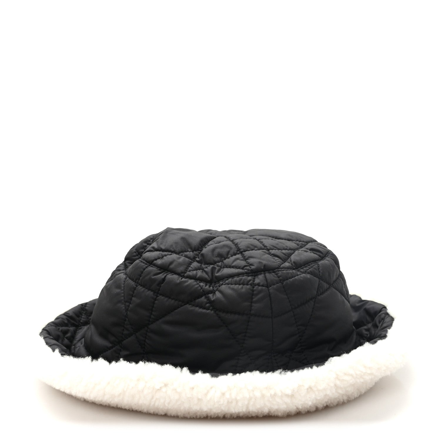 Christian Dior Nylon Shearling Cannage D-Bobby Bucket Hat 59 Black Ecru 6 of 8