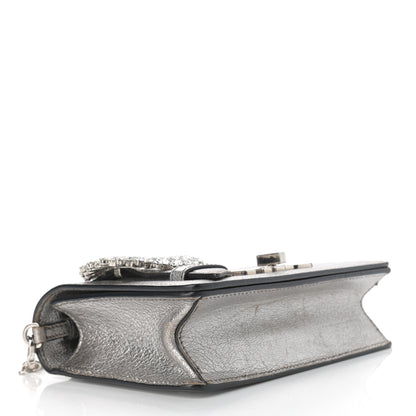 Miu Miu Metallic Goatskin Madras Crystal Embellished Shoulder Bag Cromo 4 of 12