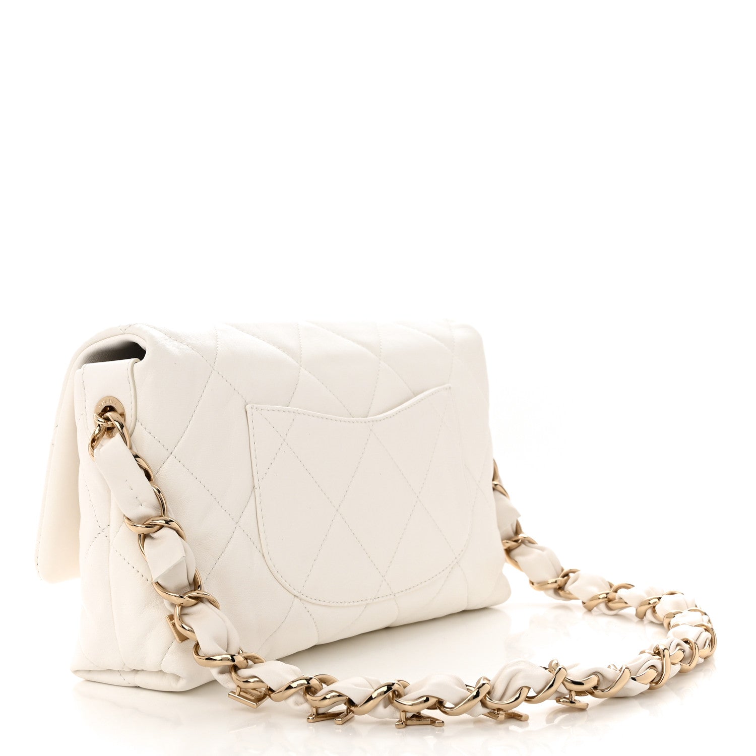 Chanel Lambskin Quilted Logo Strap Flap White 3 of 11