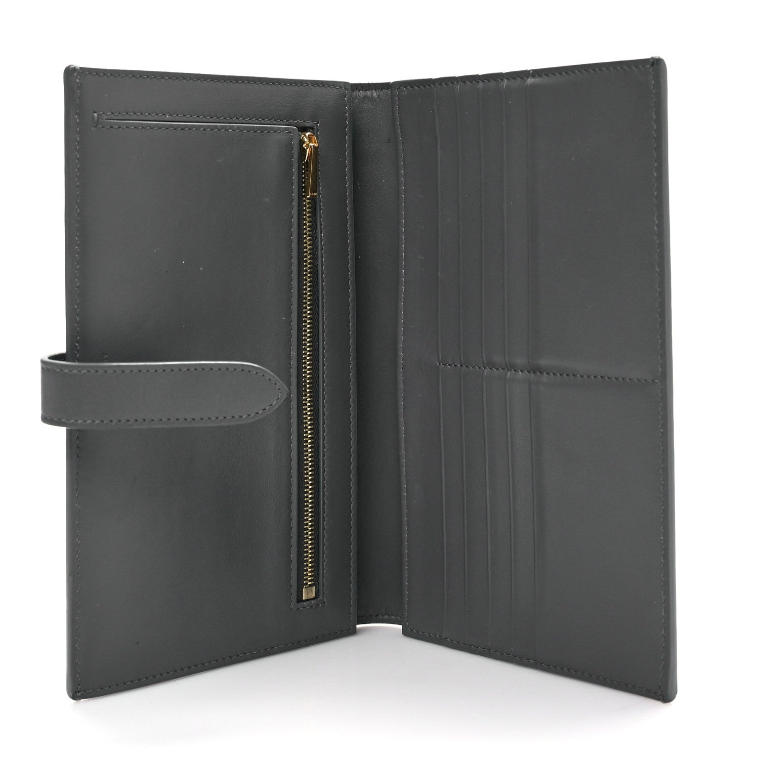 Celine Grained Calfskin Large Multifunction Strap Wallet Medium Grey 6 of 8