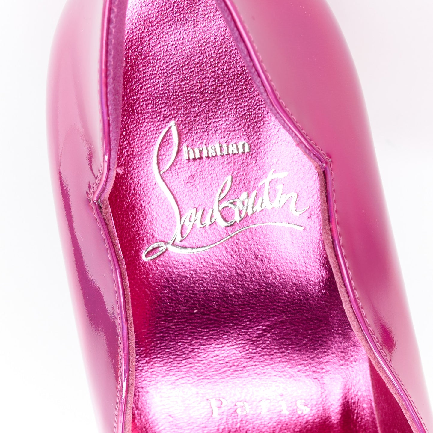 Metallic Patent Psychic Hot Chick 100 Pumps 37 Fuxia