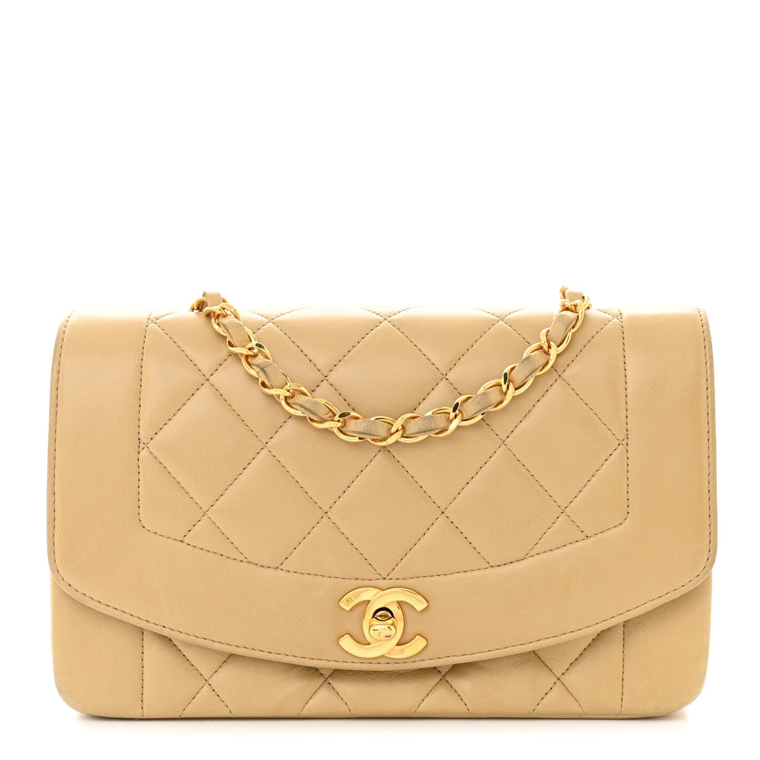 Chanel Lambskin Quilted Small Single Flap Beige 1 of 12