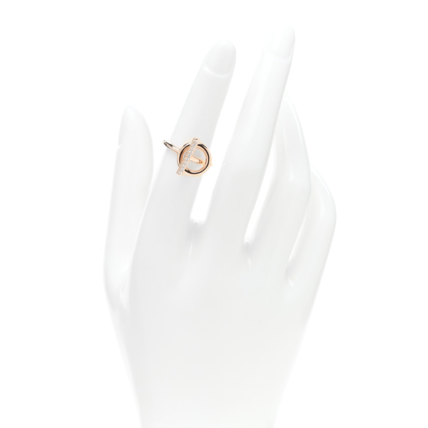 Hermes 18K Rose Gold Diamond PM Echappee Ring 50 5.25 2 of 5