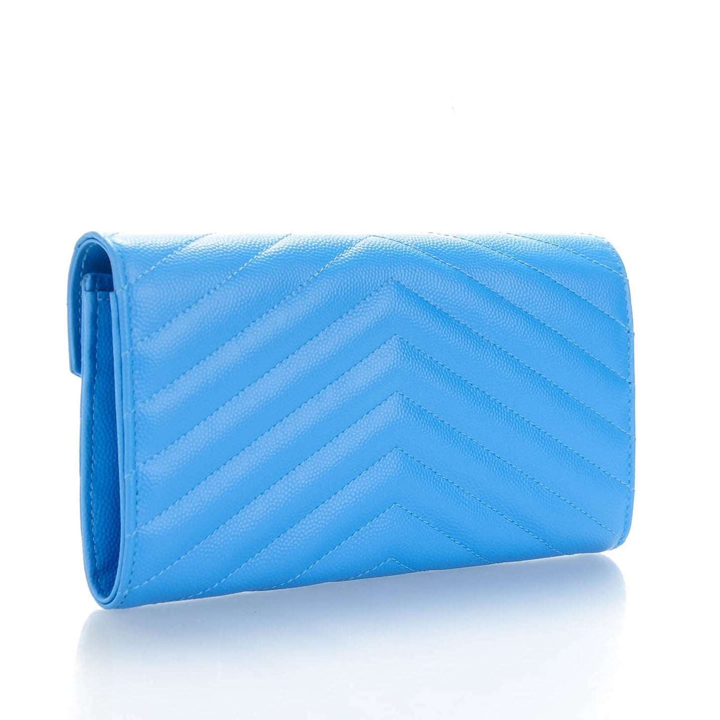 Grain de Poudre Matelasse Chevron Monogram Wallet Light Blue