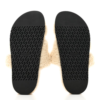 Hermes Woolskin Womens Chypre Sandals 37.5 Ecru 5 of 9
