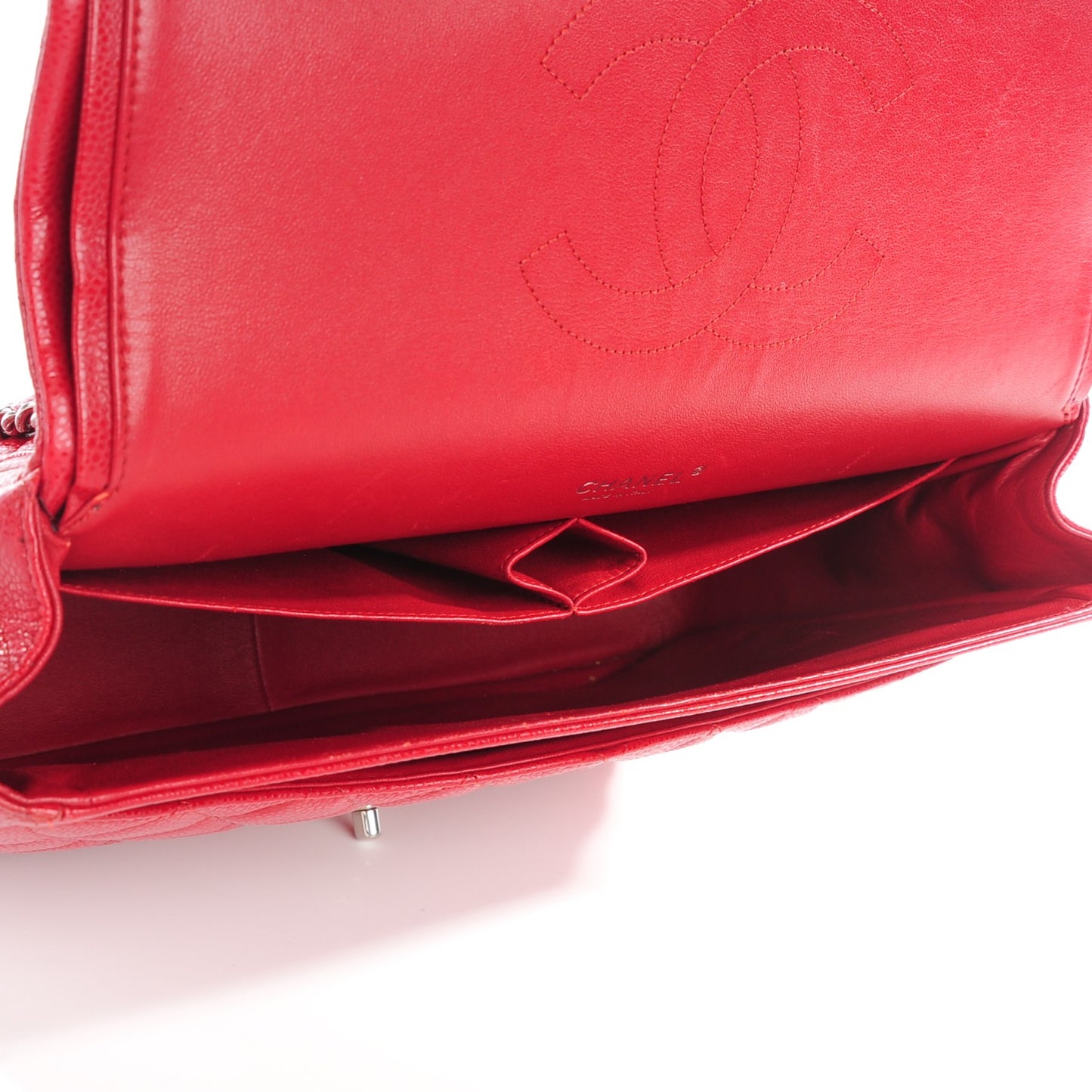 Caviar Quilted Maxi Double Flap Red