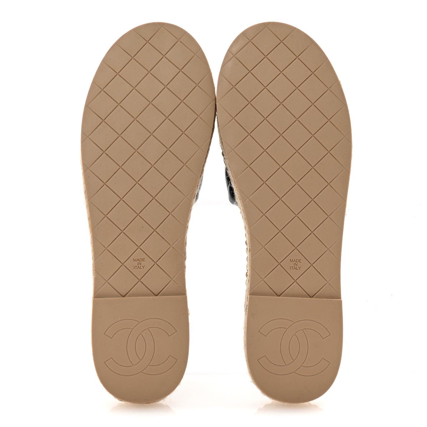 Lambskin Quilted CC Chain Espadrille Mules 38 Black Navy