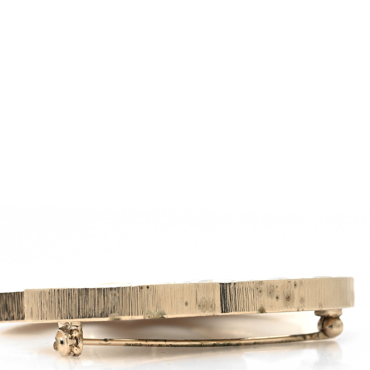 Metal Quilted CC Brooch Silver Gold